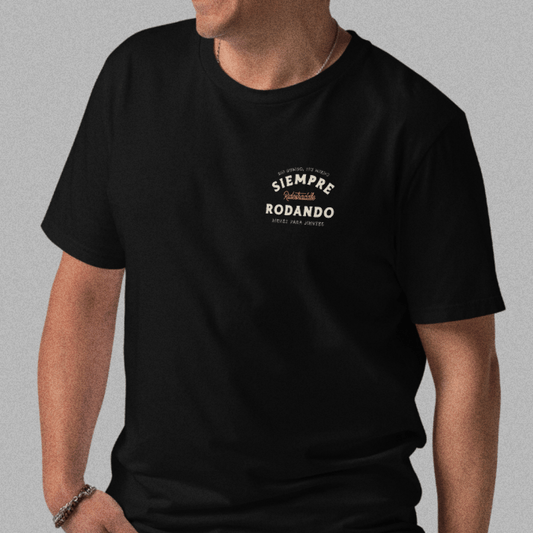 Camiseta motera Siempre Rodando — estilo de vida custom, algodón orgánico, ropa motera Ridestraddle