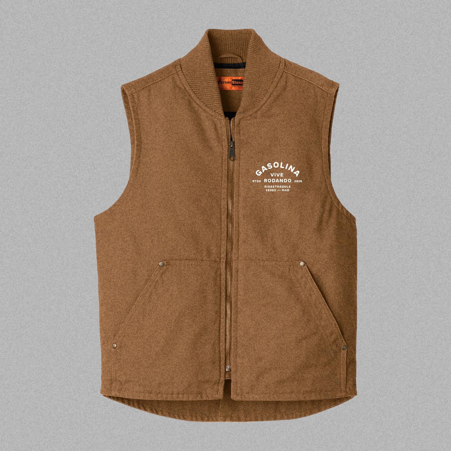 Chaleco motero Ranch Bordado — duck cloth lavado