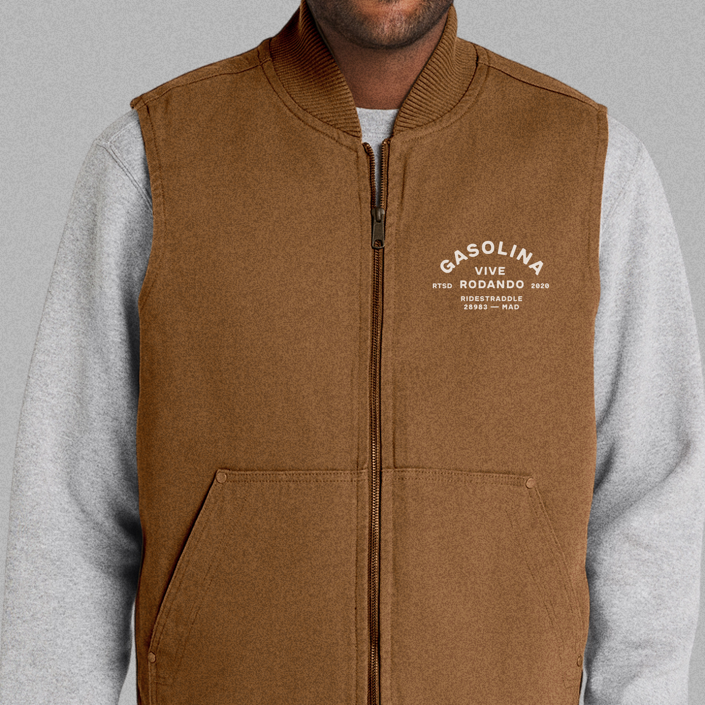 Chaleco motero Ranch Bordado — duck cloth lavado
