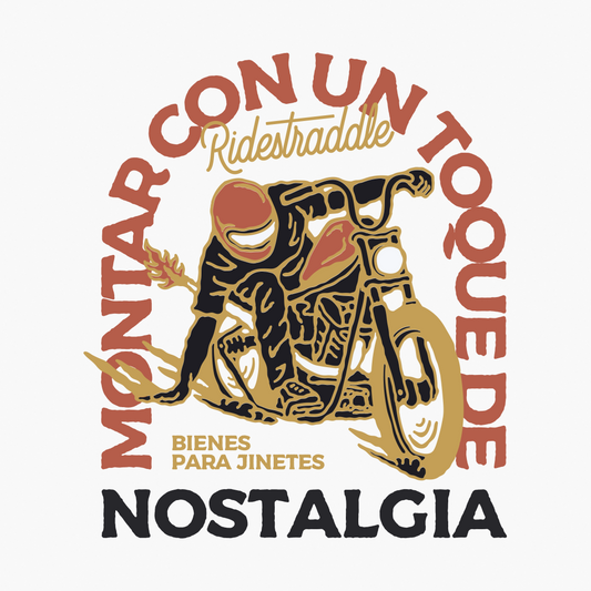 Camiseta motera Nostalgia — estilo vintage años 70, algodón orgánico, ropa motera custom Ridestraddle